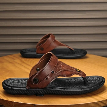 Сандали за мъже, водоустойчиви леки чехли, удобни ежедневни чехли на равна подметка, износоустойчиви Летни маркови мъжки сандали