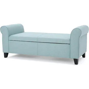 Светло синьо стол Хейс Armed Пейка за съхранение на тъкани, Мебели за антре Табуретка за сядане, Безплатна доставка дома