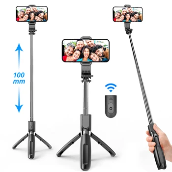 Селфи-стик, статив за телефон с дистанционно Bluetooth, телескопична видеомонопод за камерата на смартфона Gopro