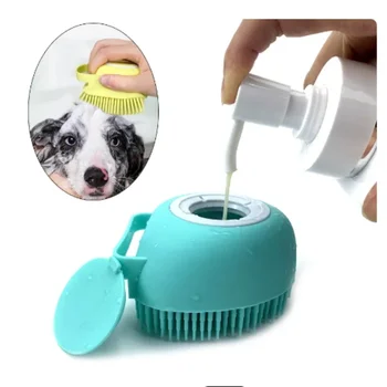 Силиконова четка за къпане на кучета и котки, масажи, грижи, мека четка, може да се излее течността, аксесоари за домашни любимци