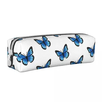 Сини пеперуди-молци Пеналы за кошарите с животни, чанти и калъфи за писалки за момичета и момчета, Големи офис подаръци за съхранение, пеналы за моливи