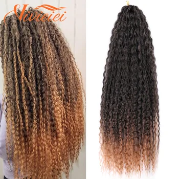 Синтетични Афро-Яки Къдрава Къдрава Коса Меко Омбре Плетене на една Кука Косата Marly Hair за Черни Жени от 20 Инча VIVIEIEI