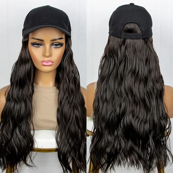Синтетично волнистое удължаване на косата с бейзболна кепкой, 22-инчов водна вълна, перука, дамска мода