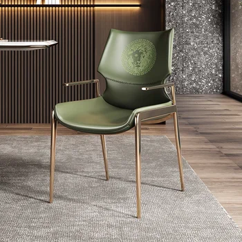 Скандинавски Италиански Луксозен стол за хранене Home Simple Modern Chair Стол с облегалка от неръждаема Стомана за ресторант Muebles Furniture WKDC