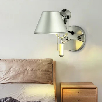 Скандинавски модерен led монтиран на стената лампа за спални, монтиран на стената лампа за прикроватной нощни шкафчета, Огледало, лампа, Коридорное аплици, Алуминий нощно осветление 220 В