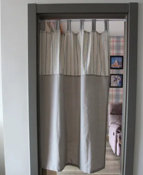 Скандинавските Къси пердета за кухня в една вертикална ивица, в памучна кърпа, за да прегради, душ завеса в пасторальную проста сивия цвят Cortinas, тъкани за дома