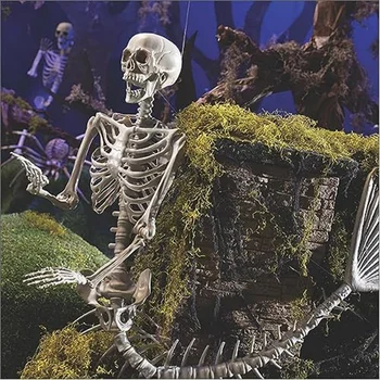 Скелет На Русалка Хелоуин Външни Декорации, Страшен Хелоуин-Скелет В Реален Размер За Гробища Духове Къща Здрав Бял