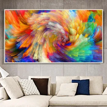 Скок облаци цветове на дъгата върху платно, картини, стенни плакати в голям размер, и абстрактно стенно художествено бижу с изображение на Куадро