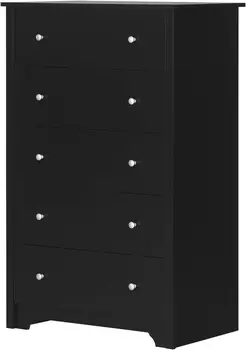 Скрин Vito Collection с 5 чекмеджета, черно с матови никелевыми дръжки, чист черен