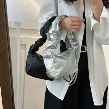 Скъпа чанта през рамо от изкуствена кожа, преносима модерна чанта Ins, възглавница, чанта за подмишниците, чанта с дръжка на съвсем малък.
