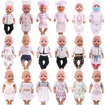 Сладко Бяло Мини-рокля-Униформи За Детето 43 см и 18 см, Дрехи за Американските Кукли, Нашето Поколение, Аксесоари За Новородени, Подарък За Момичета