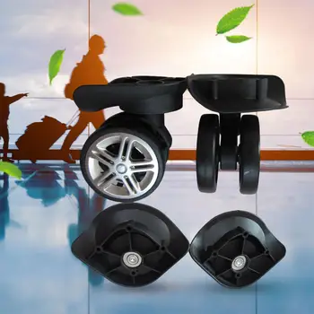 сменяеми колела за багаж 58 мм, двухрядное голямо завъртане на колелото, черни здрави колела за пътищата кейса, чанта за количка за носене