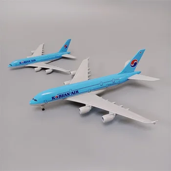 Сплав на метални КОРЕЯ KOREAN AIR AIRBUS 380 A380 Airways Модел самолет, Произведен под налягане, Модел самолет с колела 16 см 20 см