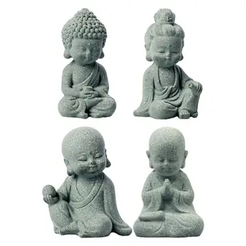Статуя на Буда от Смола, Миниатюрен Украшение, Медитирующие Фигурки От Пясъчник, Скулптури на Буда, за Офиса, Верандата, Балкона, Дома Плотове