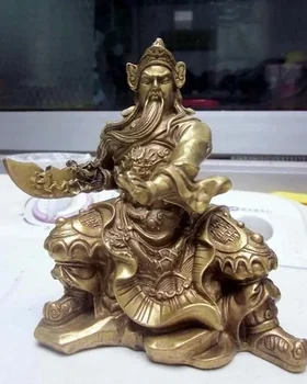 Статуя на китайски Бог-воин Гуанью от месинг и мед