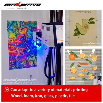 Стенни печатна машинаmaxwave 5D Стенен мастилено-струен принтер с вертикални UV мастило, нанесени директно върху стъклена дървени плочки