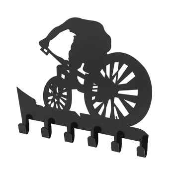 Стойка за екипировка за планински велосипеди Метален стенен декор на Стенно изкуство за планинско колоездене Стикер на стената във формата на силует на мотора Резбовани Черна стойка