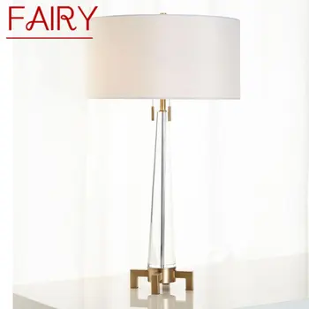 Страхотна модерна кристален настолна лампа LED Nordic White Креативен интериор прикроватного масички за дома, хол, спалня, хотел