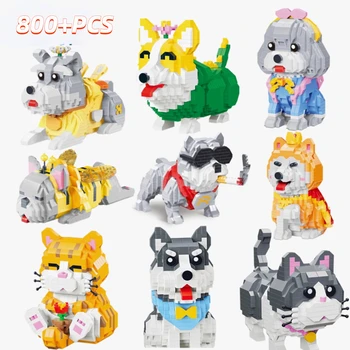Строителни блокове MOYU Micro Животните, креативна играчка за сглобяване на кучета и котки, развитие на пъзел 
