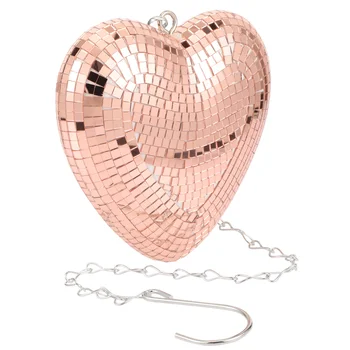 Стъклена украса във формата на сърце в стил диско за парти (Розово злато), нестандартни сватбени подаръци