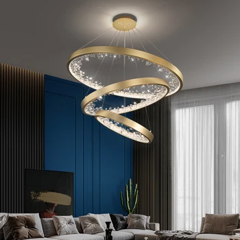 Съвременни италиански кристални полилеи вентилатори в минималистичен стил със звездна светлина, Хол Ресторант Спалня Окачена лампа Бар
