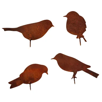 Таблица 4 Фигурки на Птици Метални Кафяви Птица С перка За Ввинчивания в Дървена Стойка маса Украса, Подаръци и Аксесоари за дома