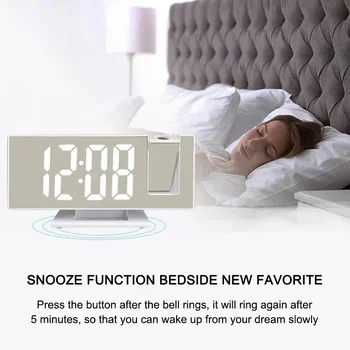 Тавана alarm clock проектор, Големи часовници, цифрова изключване на звука, Прикроватное време, проекция на спални За светодиоди с двойна електроника