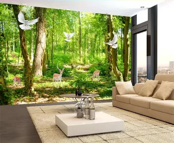 Тапети beibehang по поръчка, 3d стенопис, свеж природен пейзаж, гора, големи дървета, горски красота, хартия за тапети