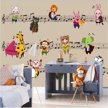 тапети wellyu papel parede На поръчка Музикални ноти концерт на животни на фона на стената на детската стая behang papel tapiz tapety