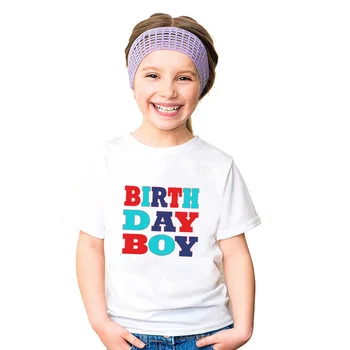 Тениска за рожден ден, забавна празнична тениска с къс ръкав за малки момчета и момичета, хубава детска тениска за рожден ден, облекло