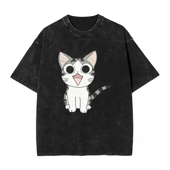 Тениска с японски котка, летни эстетичные тениски Чи The Cat, памучен модни готина тениска за мъже, тениски по поръчка, голям размер 2XL