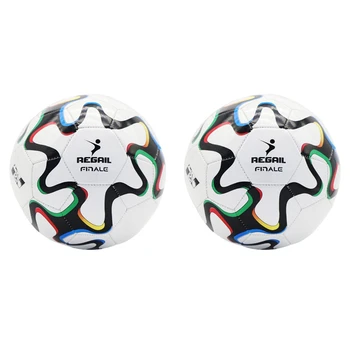 Топ!-2 футболни топки REGAIL професионално размер 5, сгъстено топки за отборни мачове, зашити в машинното начин футболни спортни топки