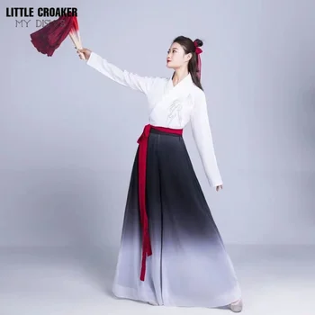 Традиционен китайски народен танцов костюм за жени, Дрехи стриктно да се изисква Класически национални костюми за възрастни танц на квадратен Ханфу