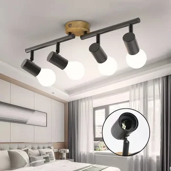 Трековый лампа с регулируем ъгъл на наклона, спалня E27, хол, Мультиламповый прожектор, ретро лампи Elm, led осветление, колички за осветителни тела