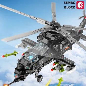Тухлена модел на хеликоптер SEMBO BLOCK, военна колекция, украса, нови забавни играчки, детски монтаж, подарък за момче на рожден ден