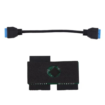 Удлинительный тел с вход от 1 до 2 конектори 3.0 19Pin, Черен USB-ХЪБ с адаптивни чип, модулни кабелна линия и разширяване на плащане