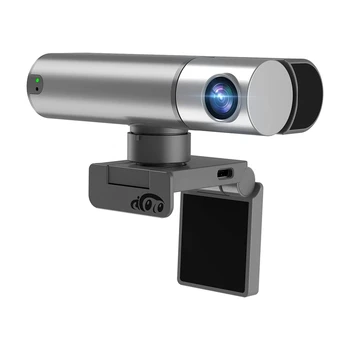 Уеб камера 2K с интелигентен сензор AI, автоматично проследяване, управление с жестове, мащабиране, компютърна камера за игралната конференция на Youtube