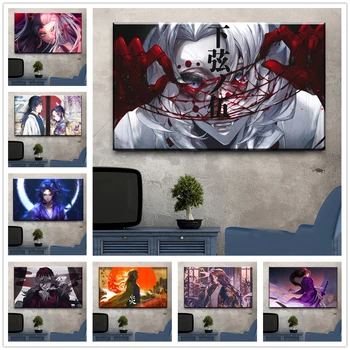 Украса на детската стая, Стенно изкуство, картини върху платно, Популярната игра Demon Slayer Animation, Печат върху платно, на Живо начало декор
