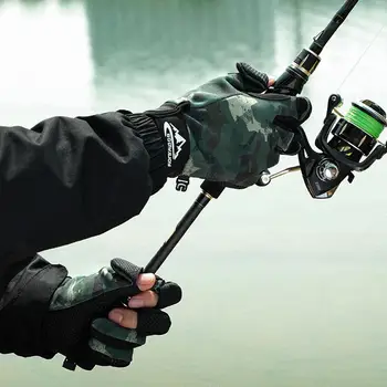 Улични нескользящие ръкавици за риболов със сензорен екран, износоустойчиви разтеглив ветроупорен топли ръкавици за активен отдих