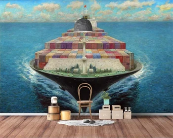 Фотообои beibehang на поръчка 3d Стенописи Ултра Ръчно рисувани Морски лодки Пейзаж Декоративен Фон рисувани Стенни 3D тапети