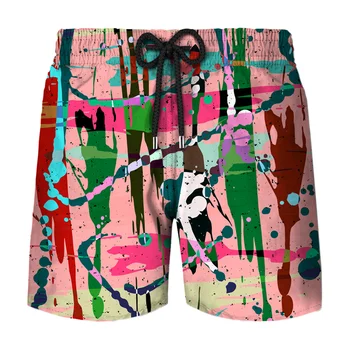 Хавайски плажни шорти Summer Holiday Essentials Мъжки бански y2k с 3D принтом, Бански Tropics, Стръмни и къси Панталони Бермуди за сърф, Панталони