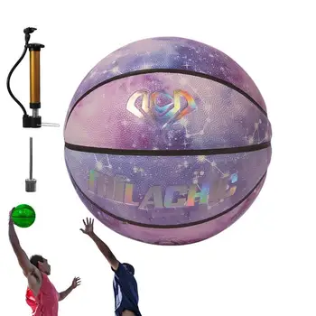Холографски на баскетболна топка, Самосветящийся нажежен топка, Размер 7, За стая, на улицата, Баскетболни топки от композитен изкуствена кожа за момчета