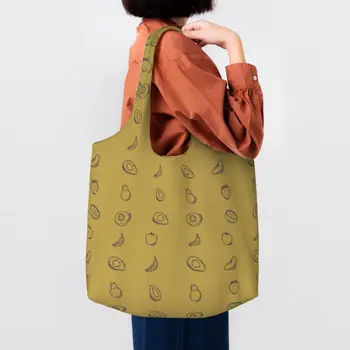 Холщовая чанта за пазаруване с шарени Авокадо, дамски преносима чанта с голям капацитет, хранителни стоки, Плодове, веганские чанти за пазаруване, чанта за снимки