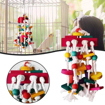 Цветни детски Играчки за Дъвчене За Папагали, Безопасни детски Играчки за Дъвчене За Катерене Птици За Какаду, Стоки За Домашни любимци, Играчки За Птици 13x35 см (Случаен цвят)