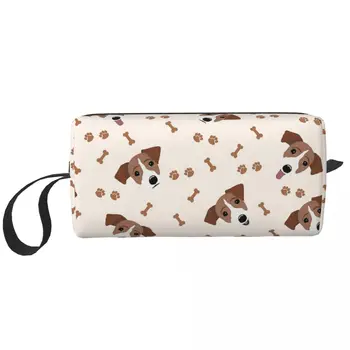 Чанта за грим за кучета от породата Джак-Ръсел-териер, женски косметичка, модни пътна чанта за съхранение в чантата си