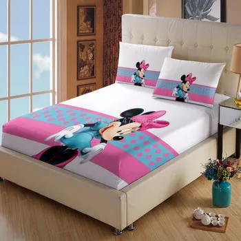 Чаршаф с изображение на Мики и Мини Маус, калъфка за възглавница, Мультяшные спално бельо, комплект чаршафи за момичета декор на детска спалня