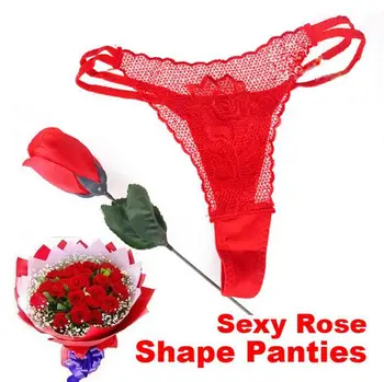 Червено, Розово, черно Секси бельо, Слипове с рози, Подаръци за любов, Съблазнителен дамски Секси Розови Дантелени бикини-прашки с V-образно деколте