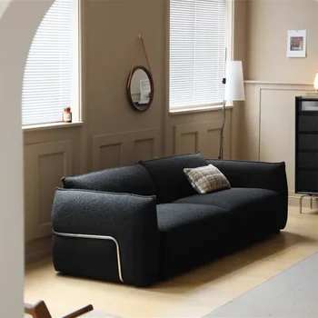 Черен диван за хола Модулен Ретро Хотелски Минималистичен Вътрешен Класически диван С Европейската облегалка, Мека Мебел за интериора на дома