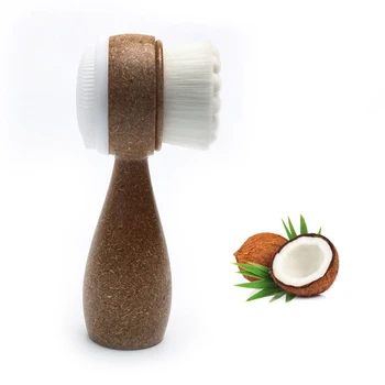 Четка за лице с дръжка от кокос Двустранно почистващо средство за лице, удаляющее акнето, чисти порите, отшелушивающая четка за лице