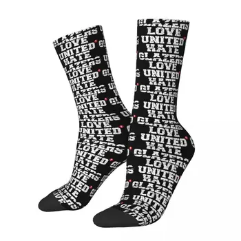 Чорапи Love United Hate Glazers, висококачествени чорапи Harajuku, всесезонни чорапи, аксесоари за коледни подаръци унисекс